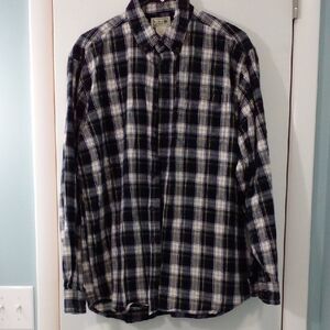 L.L. Bean Navy and White Plaid Shirt
